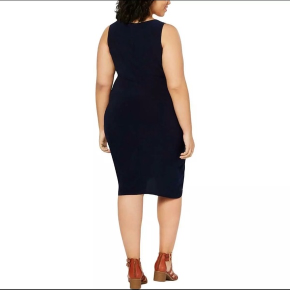 Love Squared Womens Navy Sleeveless Scoop Neck Cocktail Dress Plus 3X - Picture 2 of 2